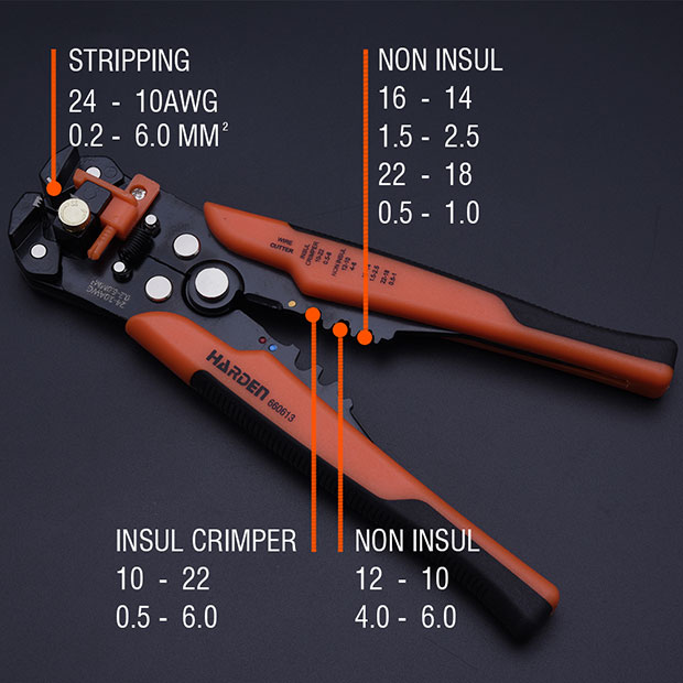 HARDEN 660613 Automatic Wire Stripper, 6", 0.2 - 6 mm2, Automatic Cable Wire Stripper Crimping Plier Self Adjusting Crimper For Electrician Crimping_img_4