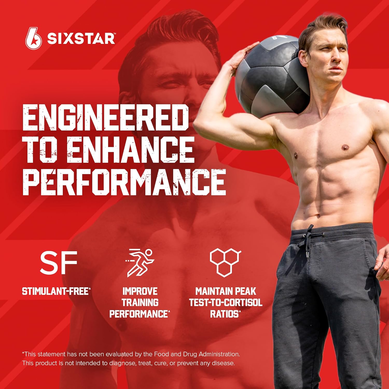 SixStar Testosterone Booster Stamina & Energy - 60 Caplets - Made in USA_img_3