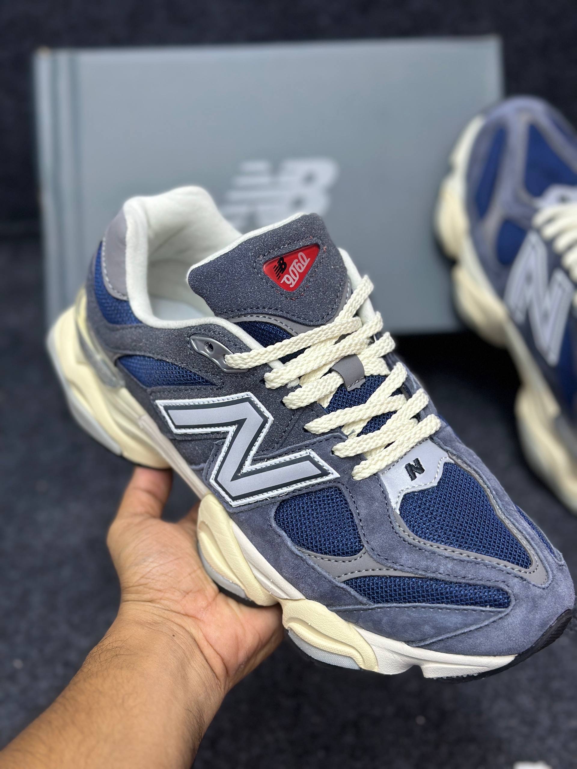New Balance 9060 "Outerspace": Navy Blue&Grey Suede&Mesh thumbnail 2