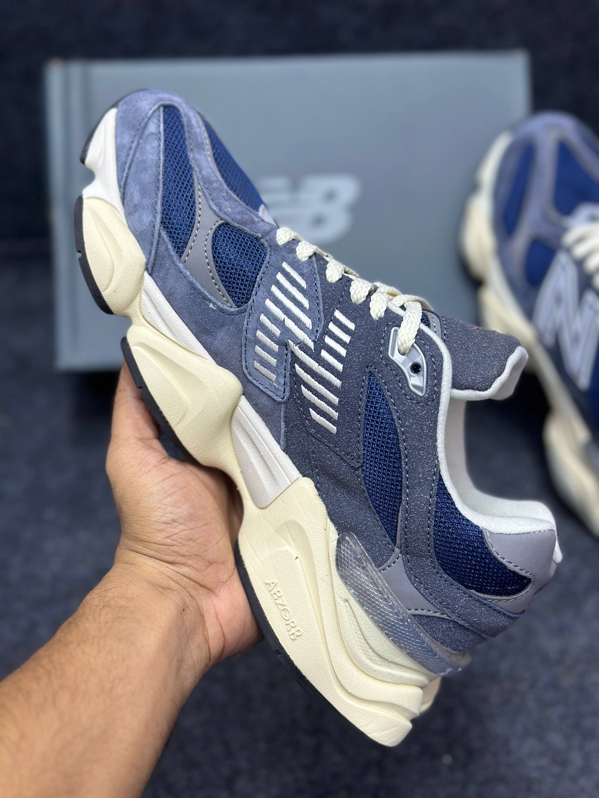 New Balance 9060 "Outerspace": Navy Blue&Grey Suede&Mesh thumbnail 3