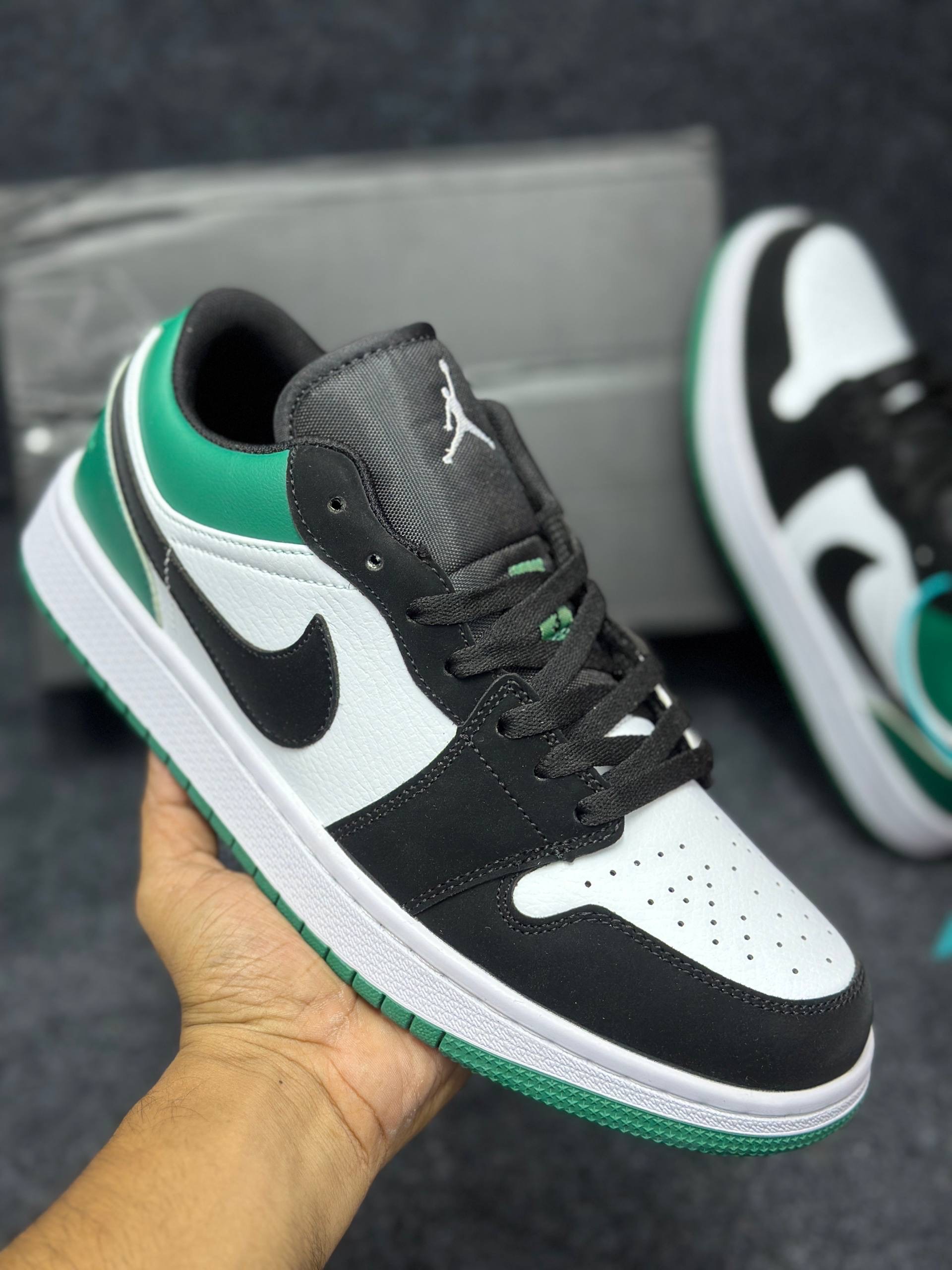 Air Jordan 1 Low: "White Black Mystic Green" (1:1) thumbnail 2