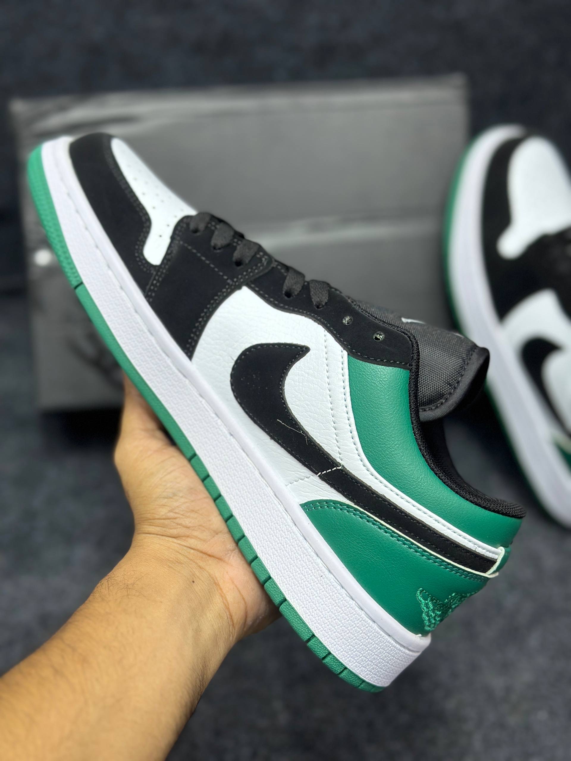 Air Jordan 1 Low: "White Black Mystic Green" (1:1) thumbnail 3