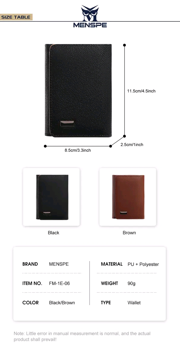 💥MENSPE Anti-Theft RF ID Blocking Safety PU Leather Wallet_img_5