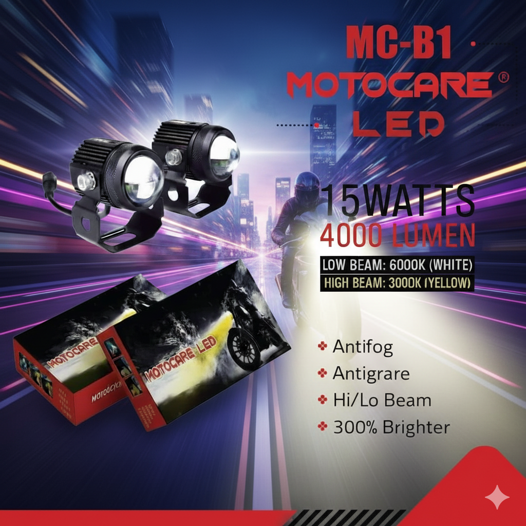 Motocare MC-B1 Dual Color LED Motorcycle Fog Light - 4000 Lumens_img_3