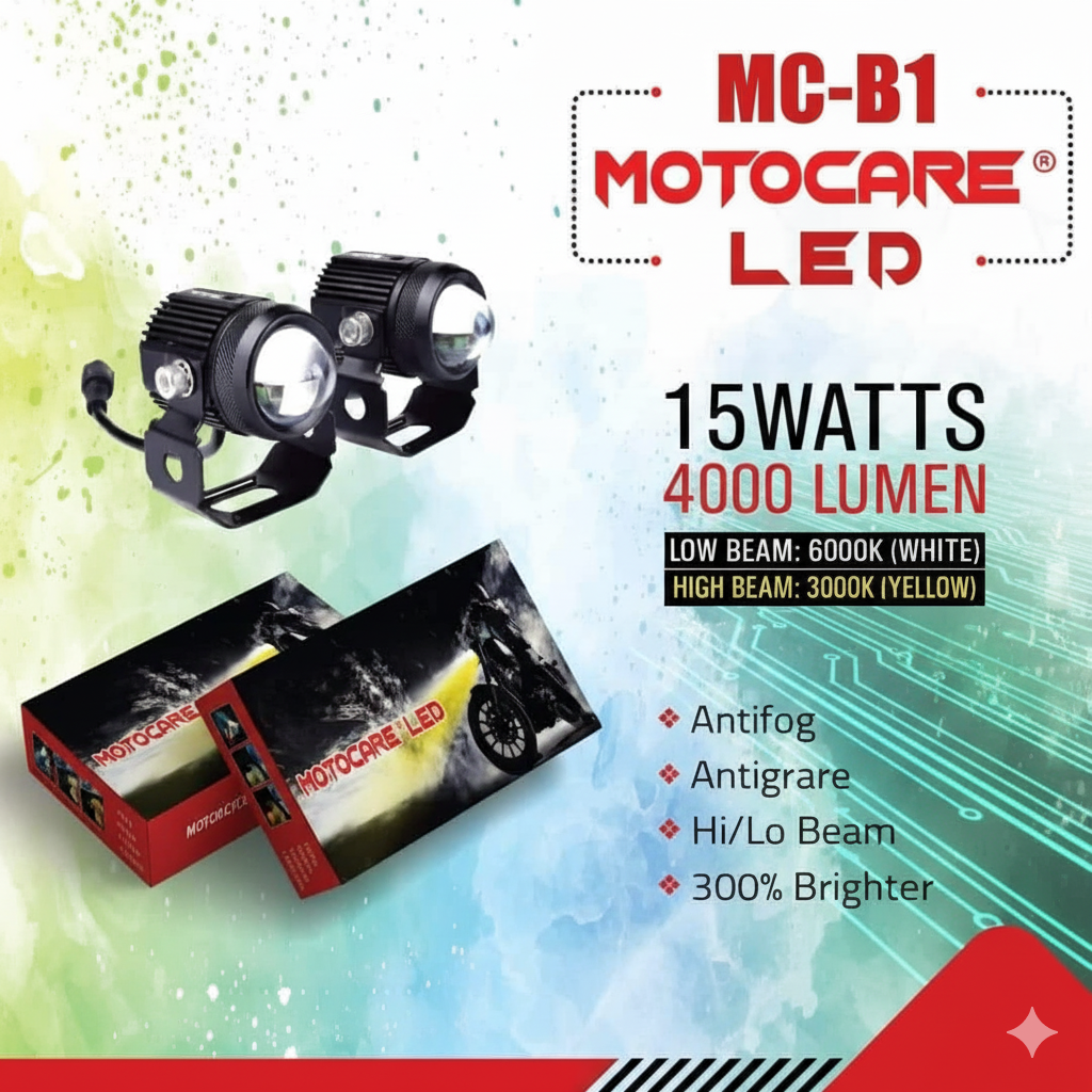 Motocare MC-B1 Dual Color LED Motorcycle Fog Light - 4000 Lumens_img_2