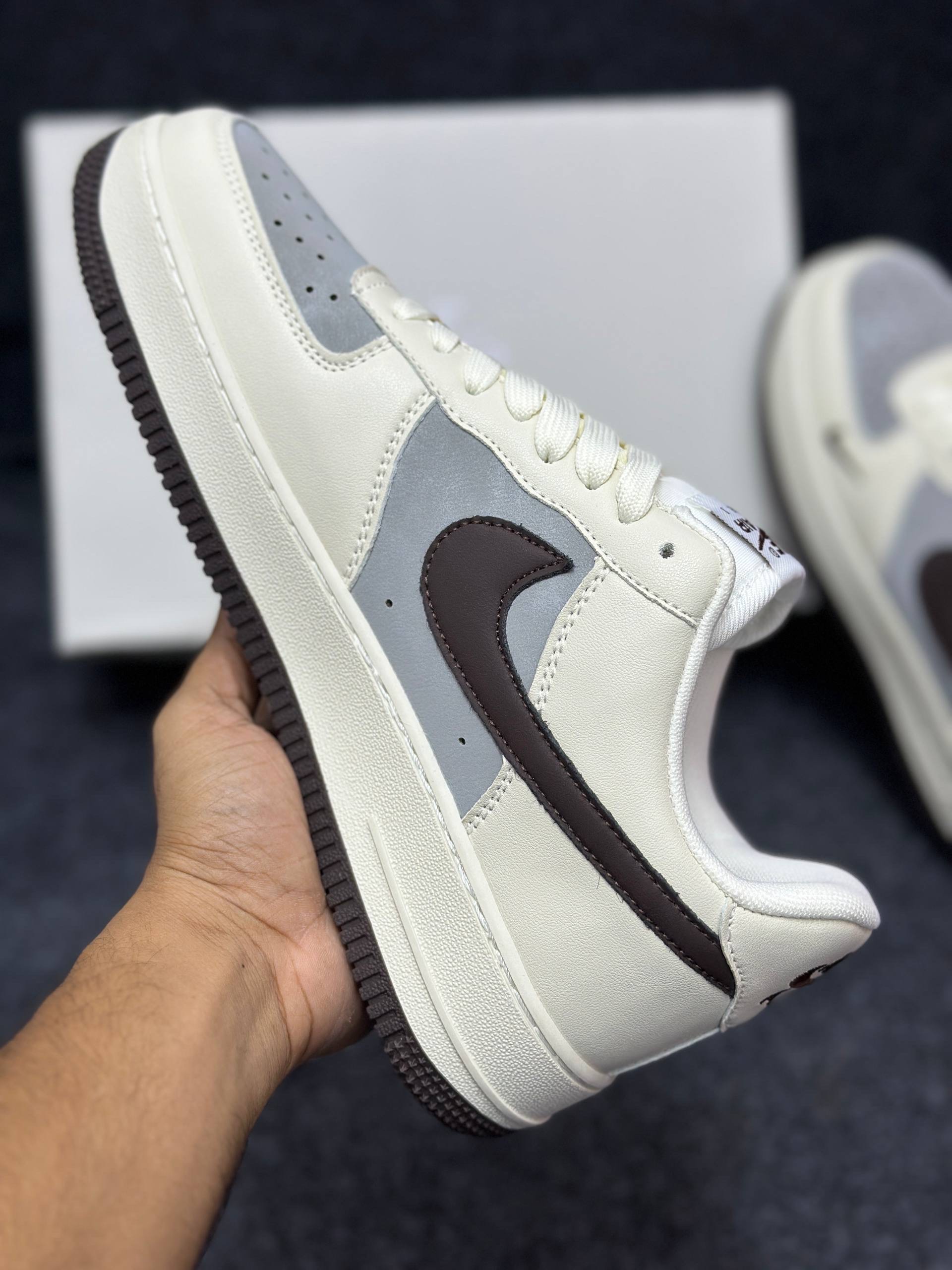Nike Air Force 1 low: "white, gray, & brown" (1:1) thumbnail 3