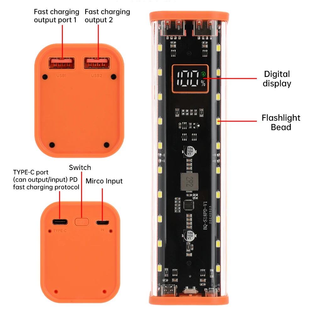 Fast Charging 8pcs 18650 Battery Power Bank Case with LED Light_img_5