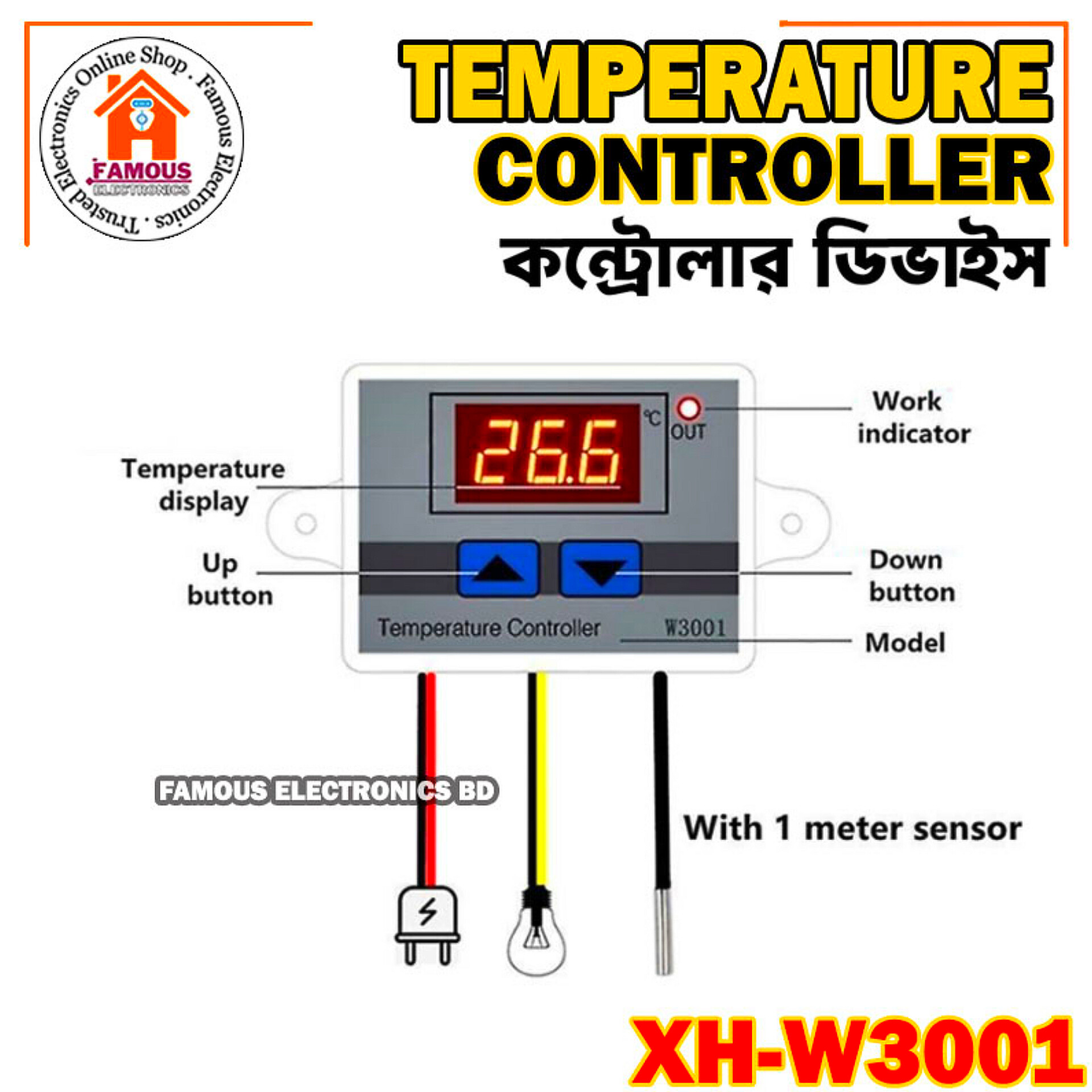 XH-W3001 Digital Temperature Controller AC 220v LED Display Thermometer Controller Supply AC220V Using Egg Incubator Equivalent_img_4