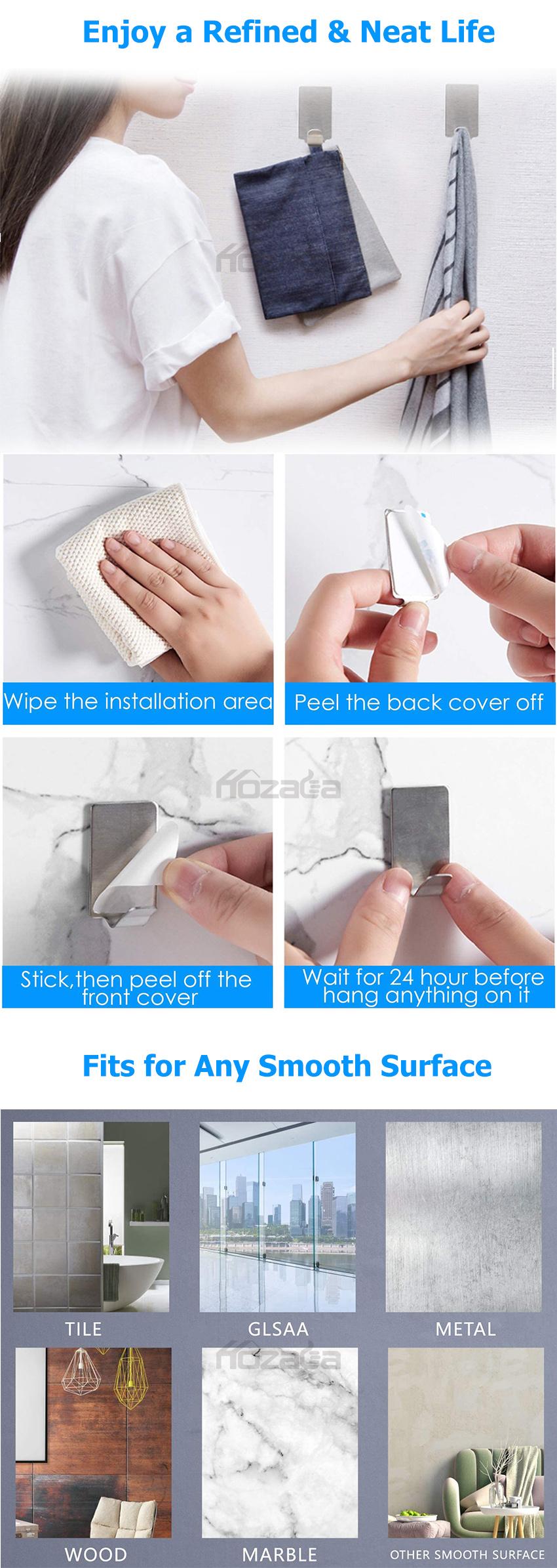 MAYTTO 8PCS Adhesive Hooks No-Drill_img_7