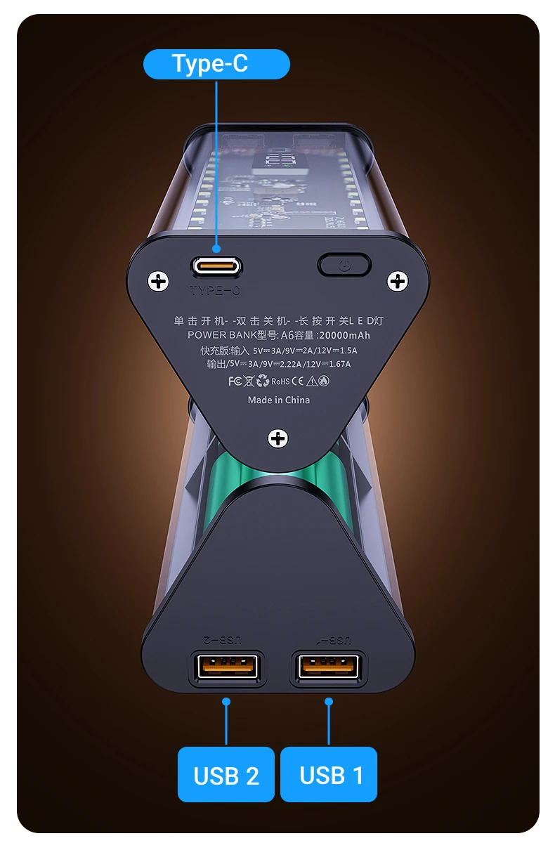 Fast Charging 6PCS 18650 Battery Power Bank Case with White LED Light_img_9