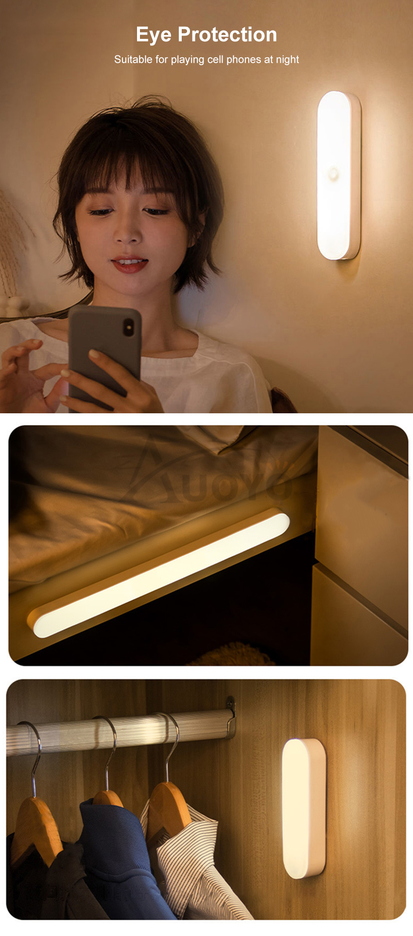 Auoyo LED Long Light 10CM 30CM Cupboard Wardrobe Bed Light_img_9