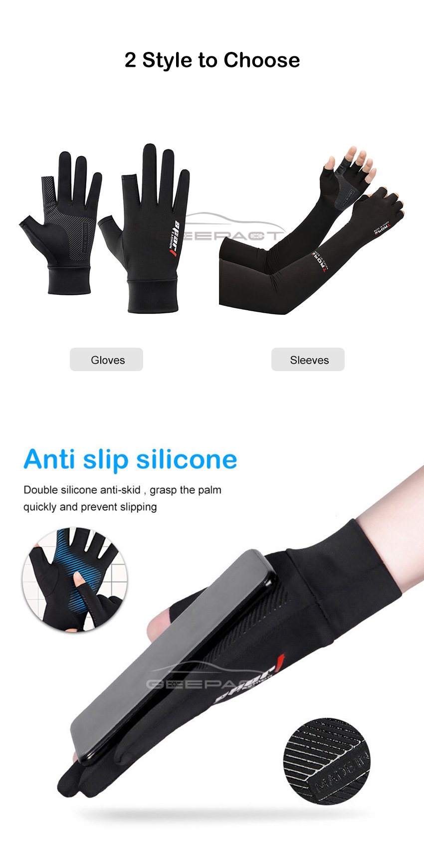 Geepact 2PCS Ice Silk Sleeves Anti_img_11