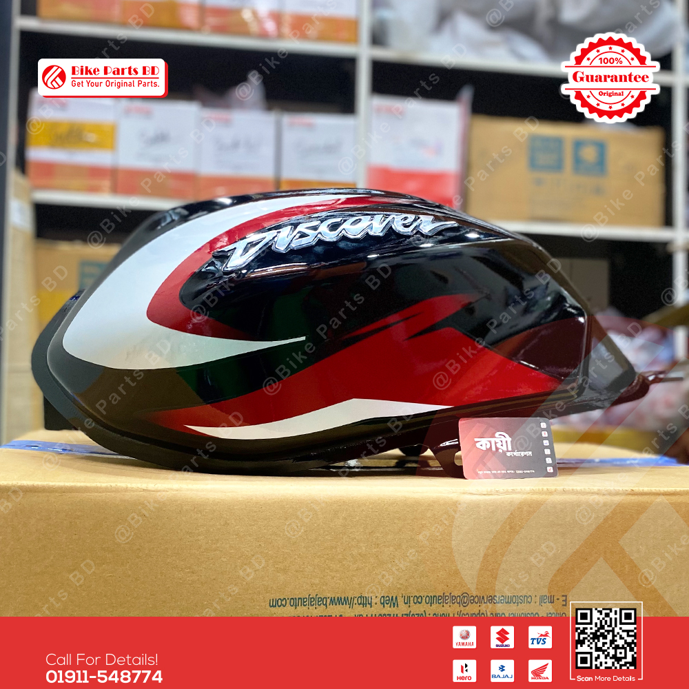 Fuel Tank for Bajaj Discover 125 Black-Red bike. thumbnail 2