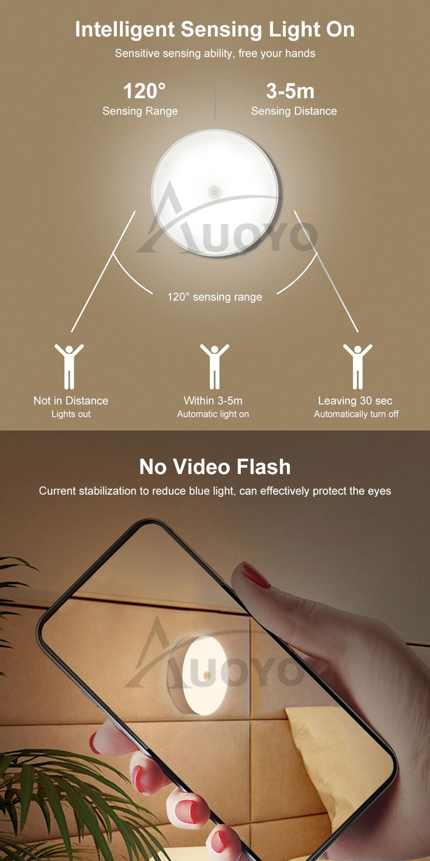 Auoyo LED Night Light Motion-Sensing Lamp Portable Night Lamp_img_11