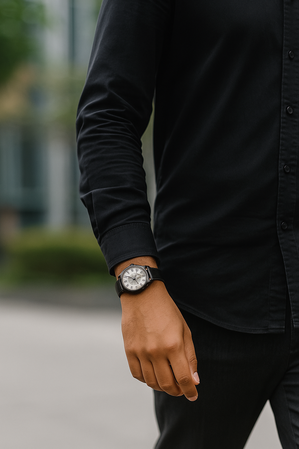 Men's Stylish Black Artificial Leather Watch_img_1