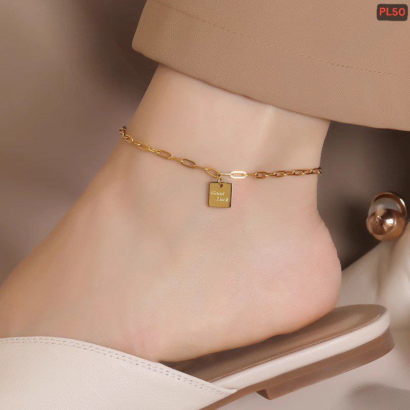 Good Luck Gold Biscuit Anklet🌸 PL50(Materials: Stainless steel Color guarantee)