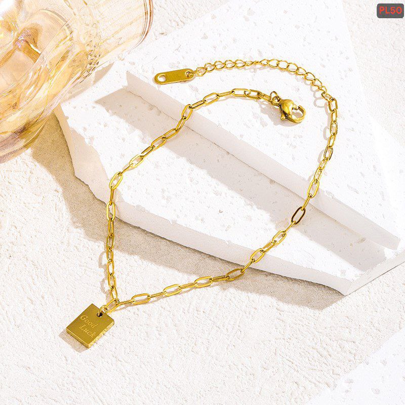 Good Luck Gold Biscuit Anklet🌸 PL50(Materials: Stainless steel Color guarantee)_img_2