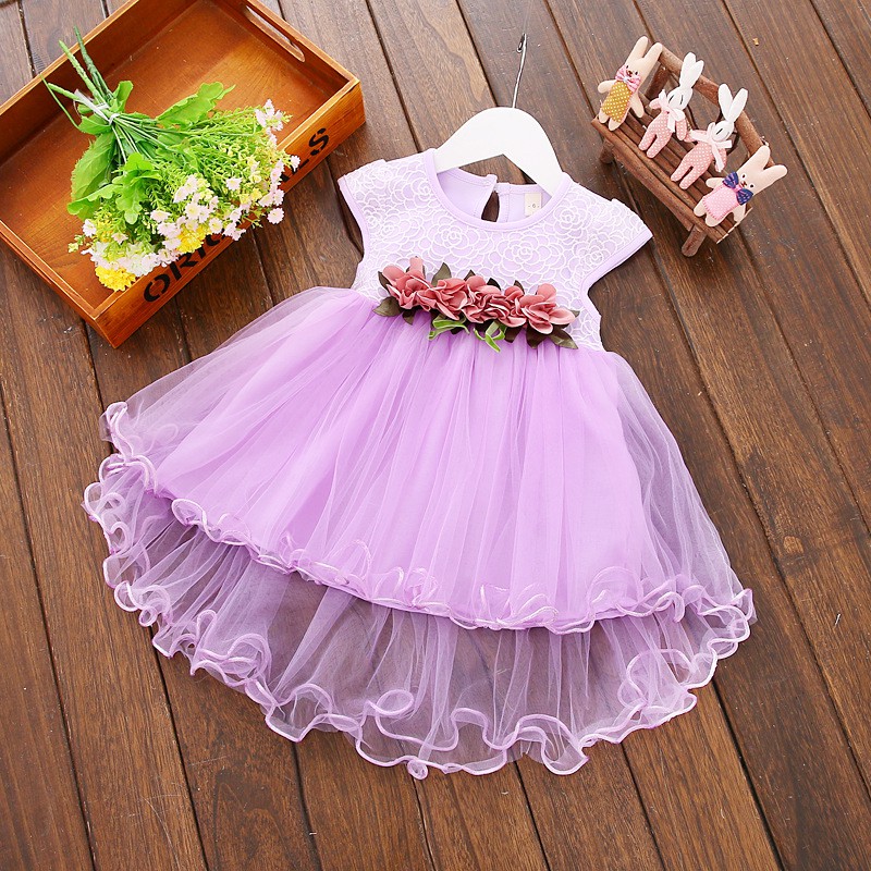 Kids Girls Summer Waist Flower Princess Party Dress (0 to 24 months)_img_2