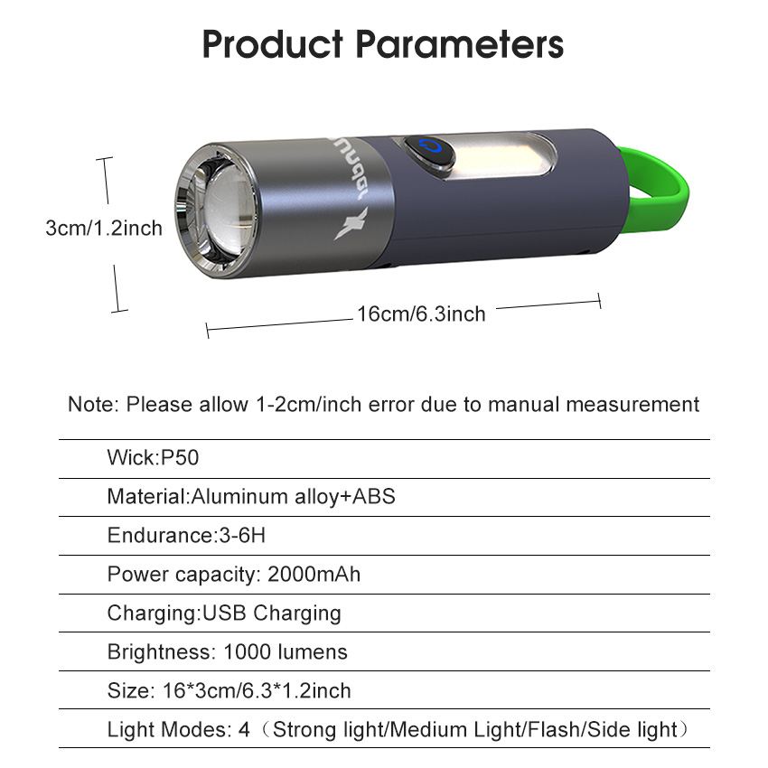 Auoyo light Keychain Torch Mini Telescopic Focusing light Strong Bright_img_1