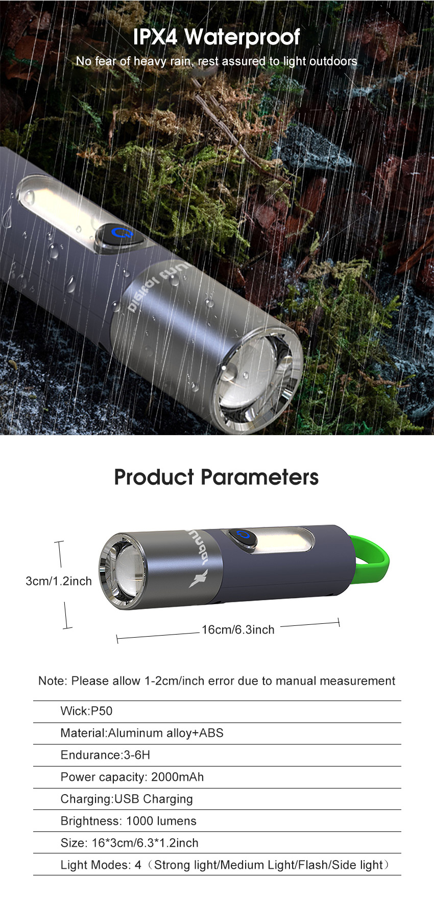 Auoyo light Keychain Torch Mini Telescopic Focusing light Strong Bright_img_10