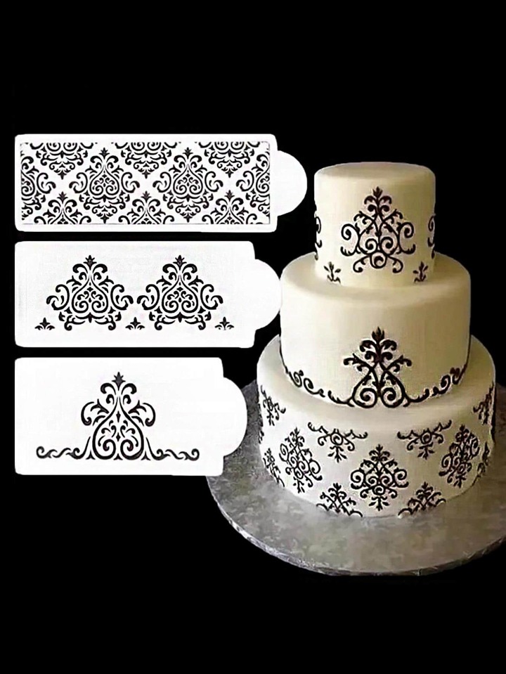 3-Piece Set Cake Decorating Stencils Random Design