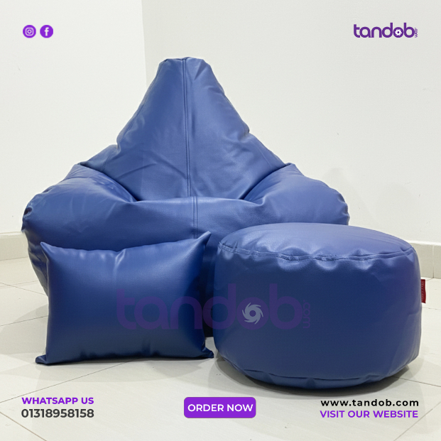 XXXL Gaming Bean Bag Chair, Leg rest & Cushion - Combo Set - Deep Blue Color_img_1