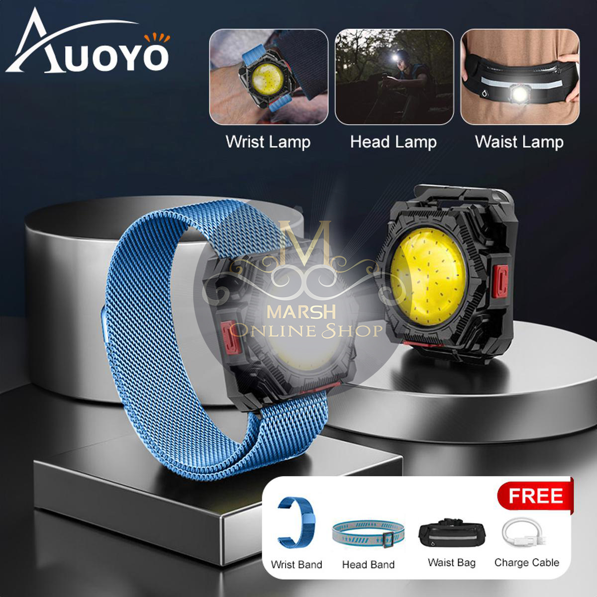 🔰✅Auoyo 3 in 1 COB Watch Shaped Rechargeable LED Lamp