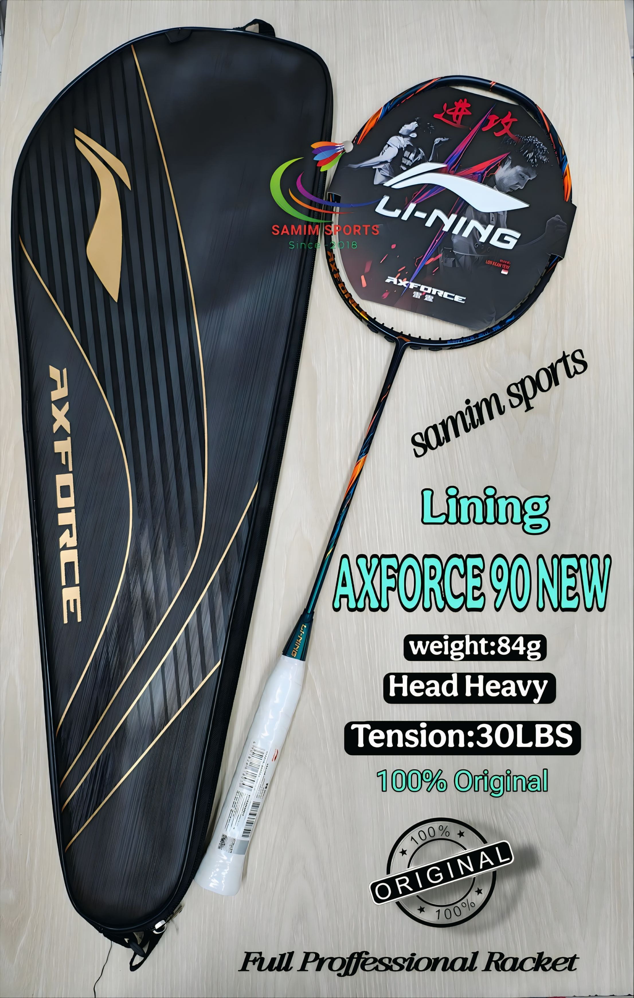 Lining Axforce 90 New Full Proffessional Badminton Racket (4u/G5 ...