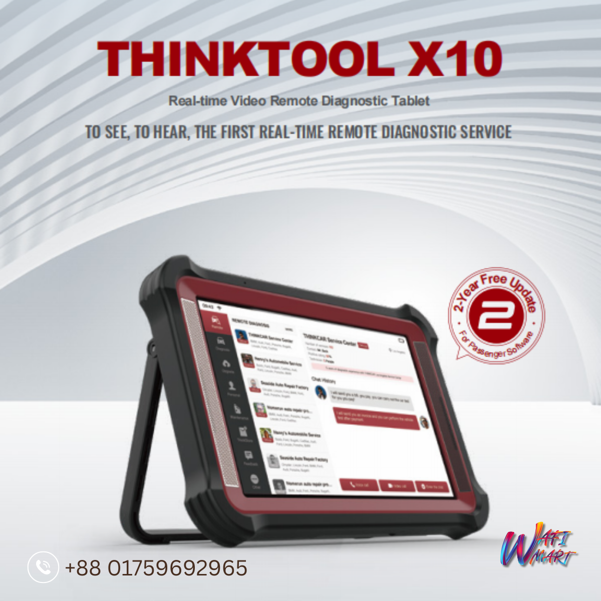 ThinkCar ThinkTool X10 - 10" OBD2 Scanner Car Code Reader Professional Automotive Diagnostic Equipment Tablet Tool with Remote Access Support