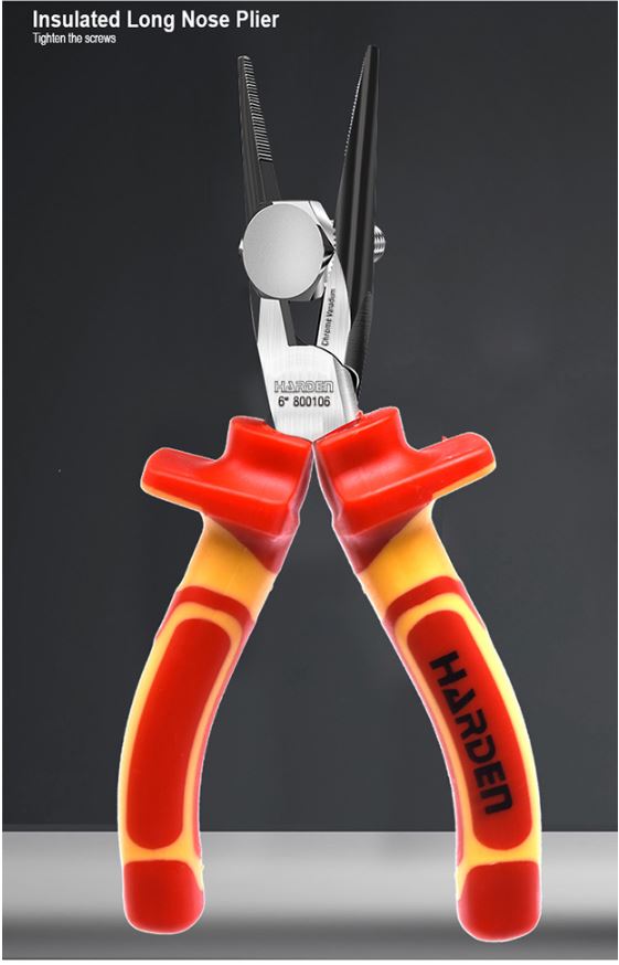 HARDEN Insulated VDE Long Nose Plier (6 inch | 8 inch) 1000V; Model: 800106 | 800108