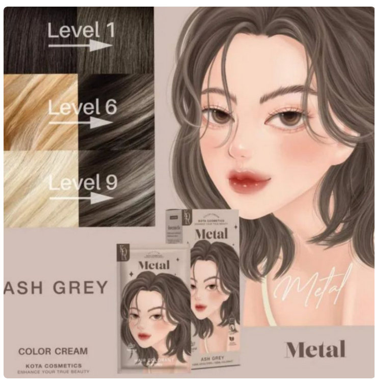 Kota Cosmetics Hair Color Cream Metal - Ash Grey_img_1