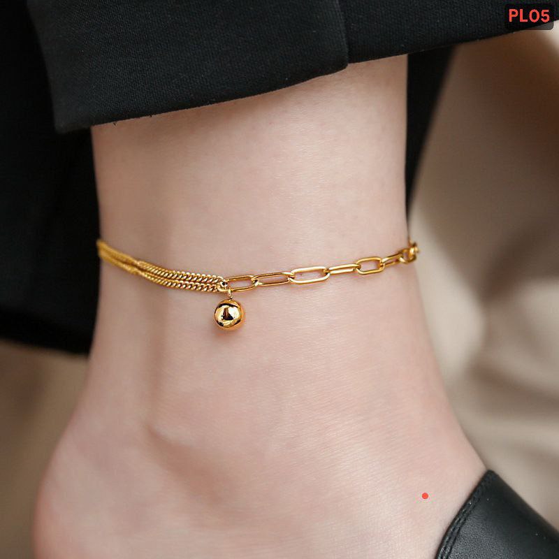 High-grade stitching chain gold ball anklet payel PL05(Materials: Stainless steel Color guarantee)