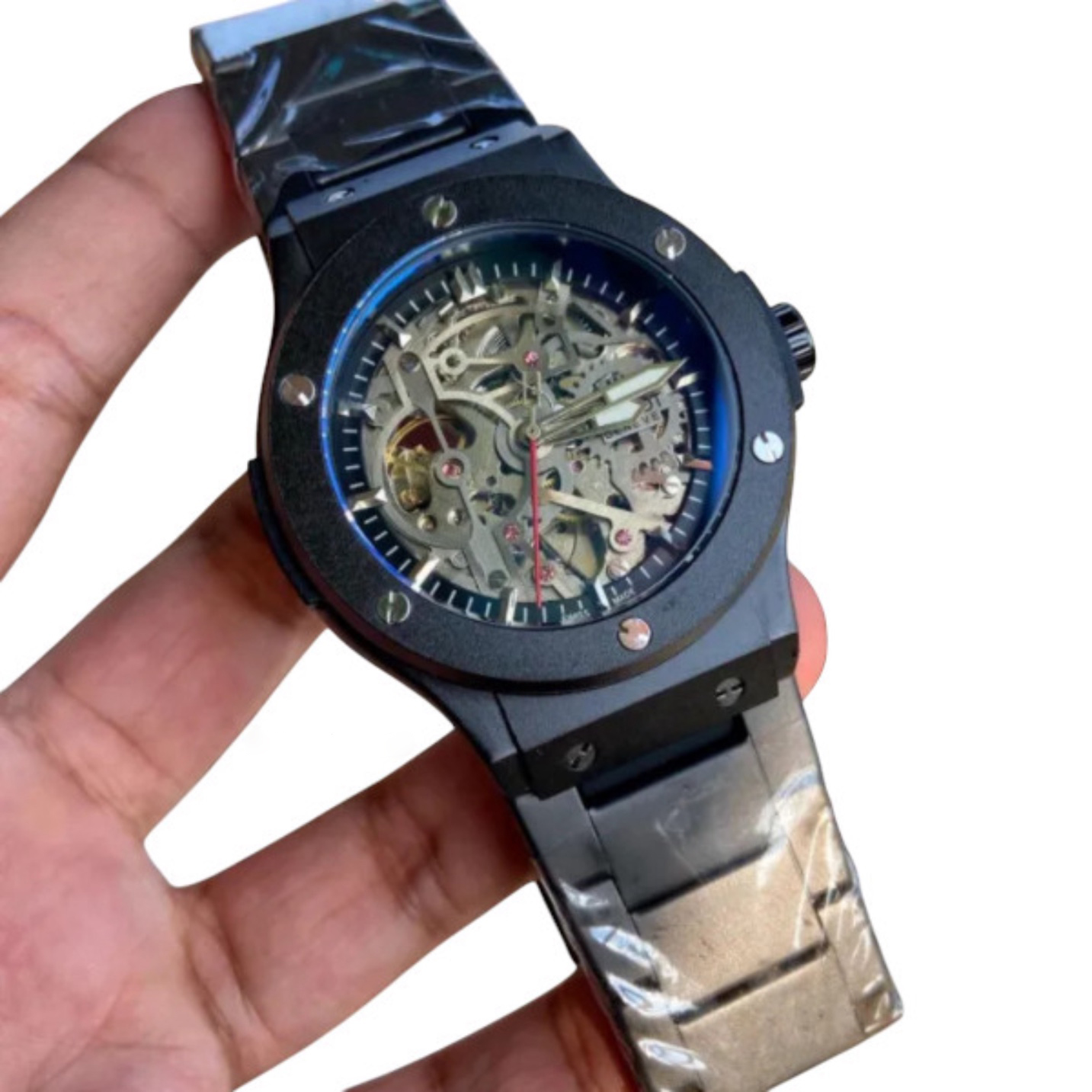 Hublot style skeleton automatic men’s watch Black Edition_img_3