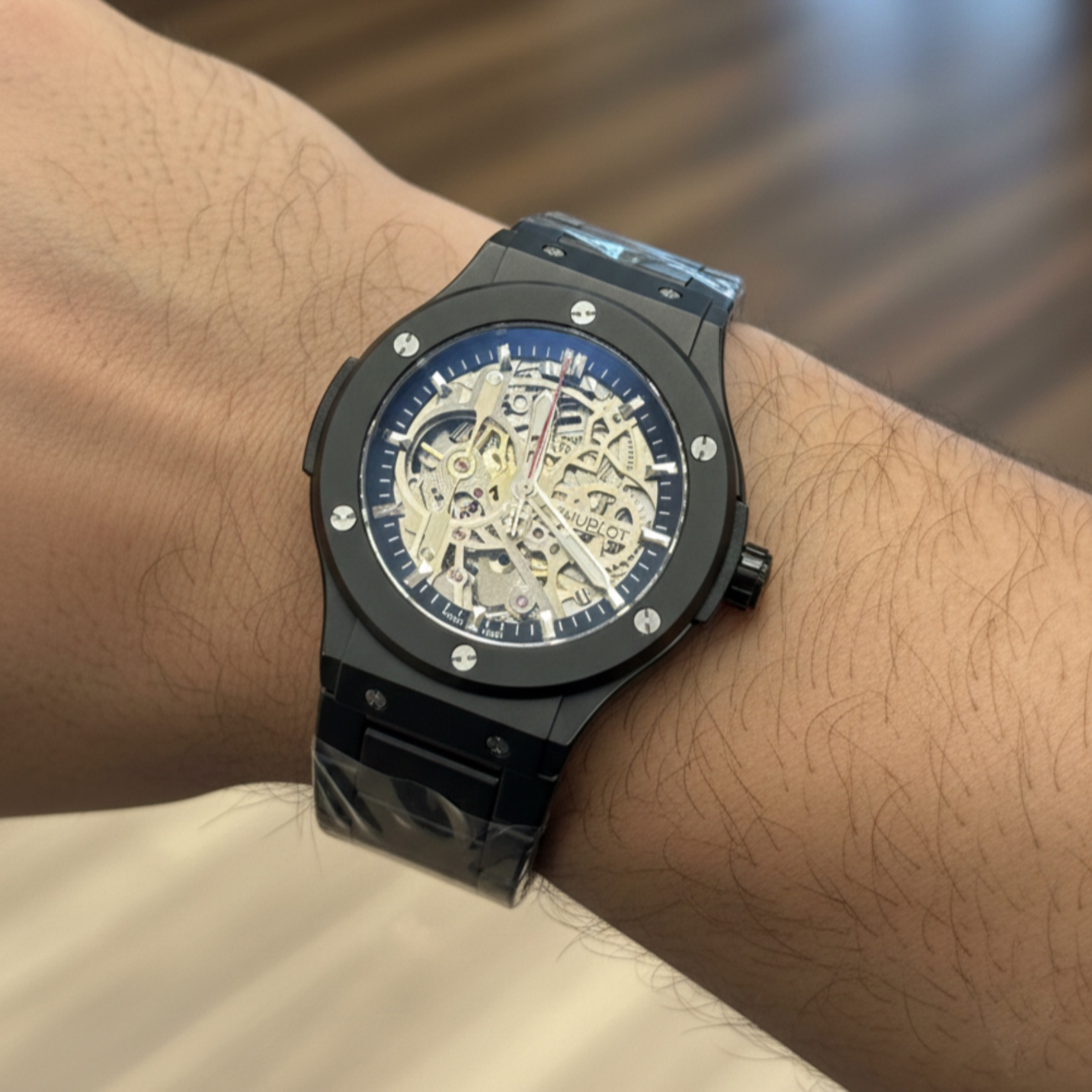 Hublot style skeleton automatic men’s watch Black Edition_img_2