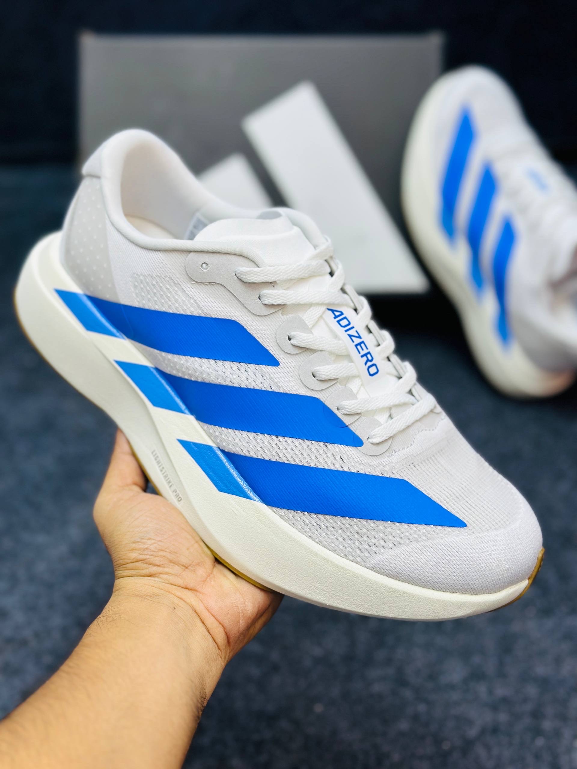 Adidas Adizero Evo SL: "Cloud White / Blue Fusion / Off White" thumbnail 2
