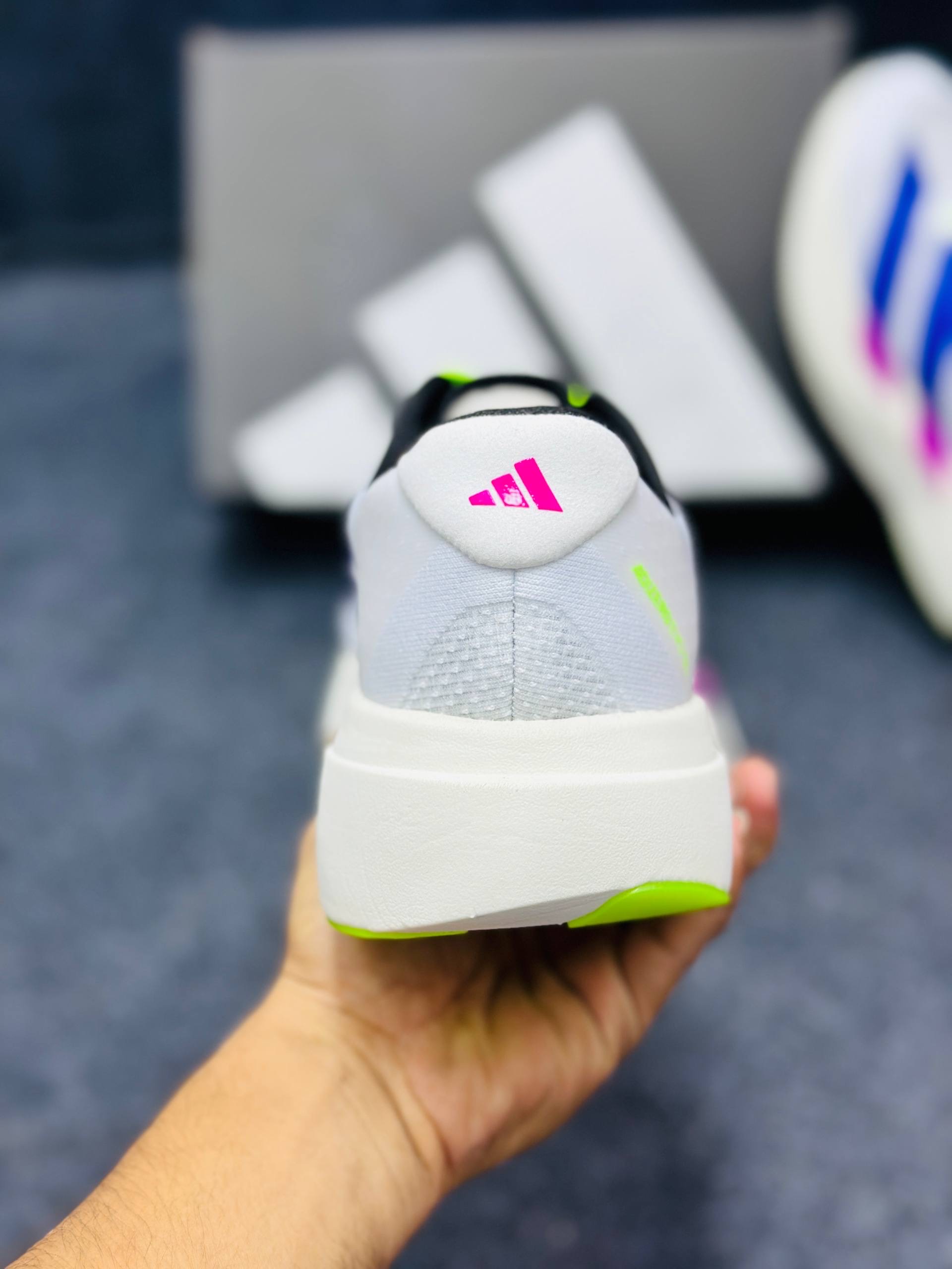 Adidas Adizero Evo SL:"White/Purple/Lime Burst" thumbnail 4