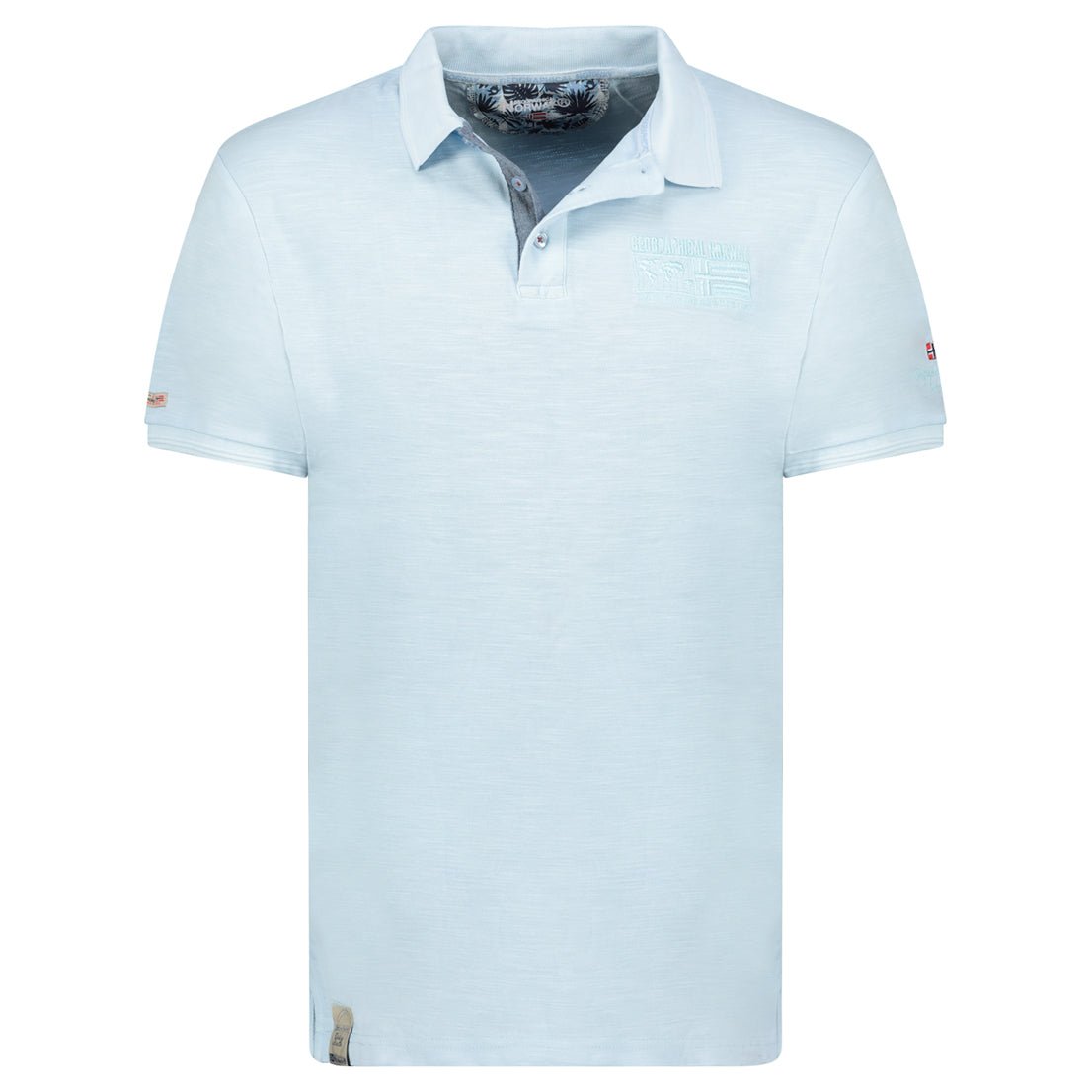 Polo embroidered with flags and short sleeves Blue