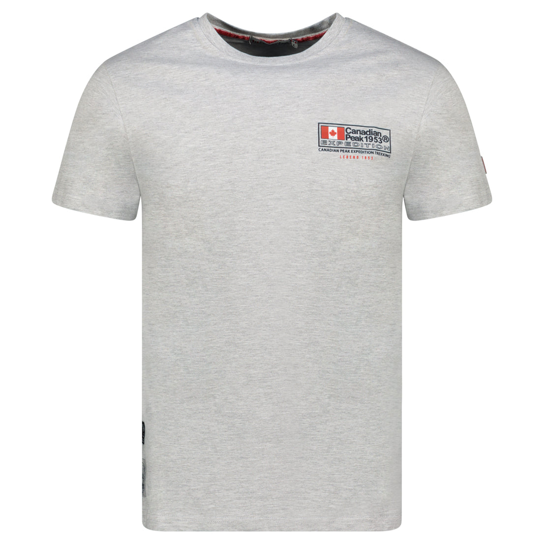 Homme - T-Shirt Col Rond avec Drapeau sur la Poitrine Gris Clair