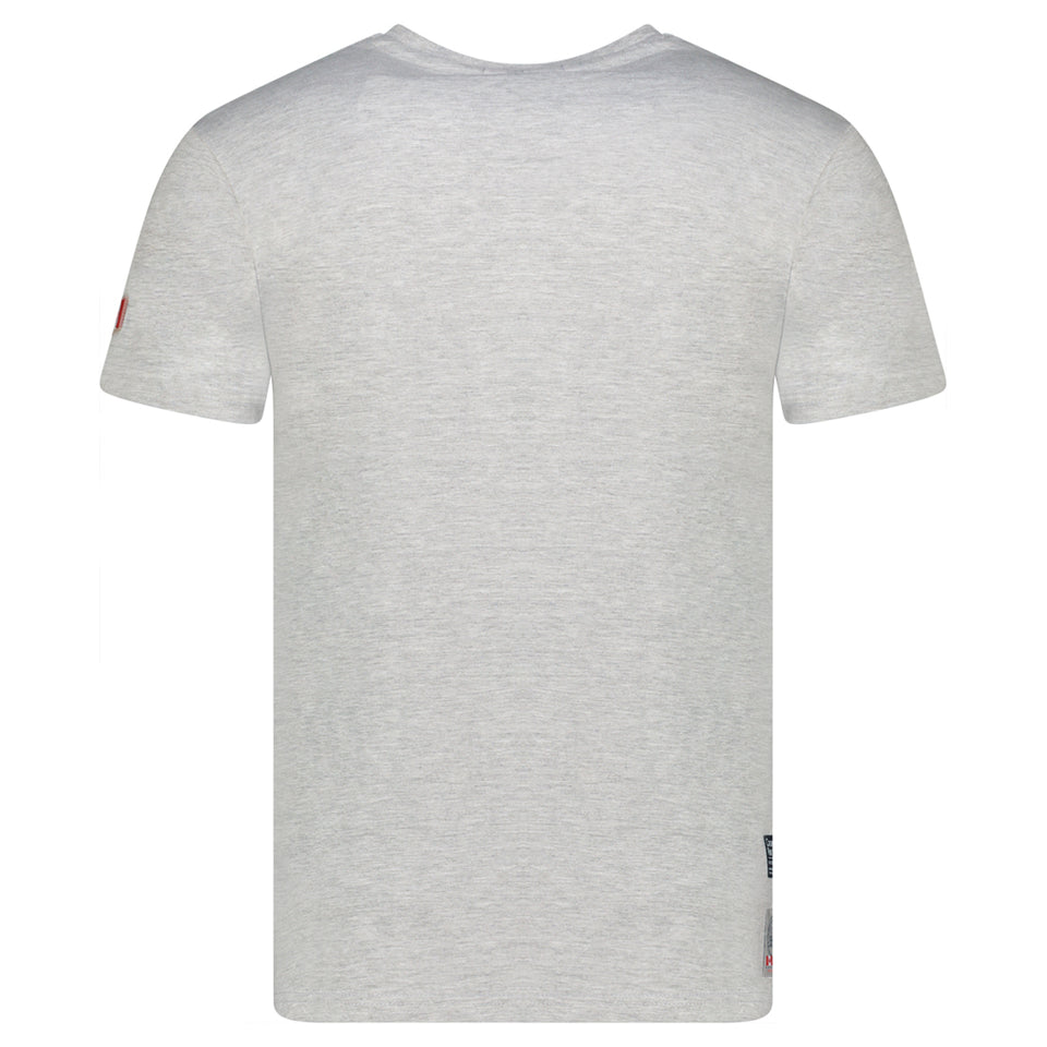 Homme - T-Shirt Col Rond avec Drapeau sur la Poitrine Gris Clair_img_3