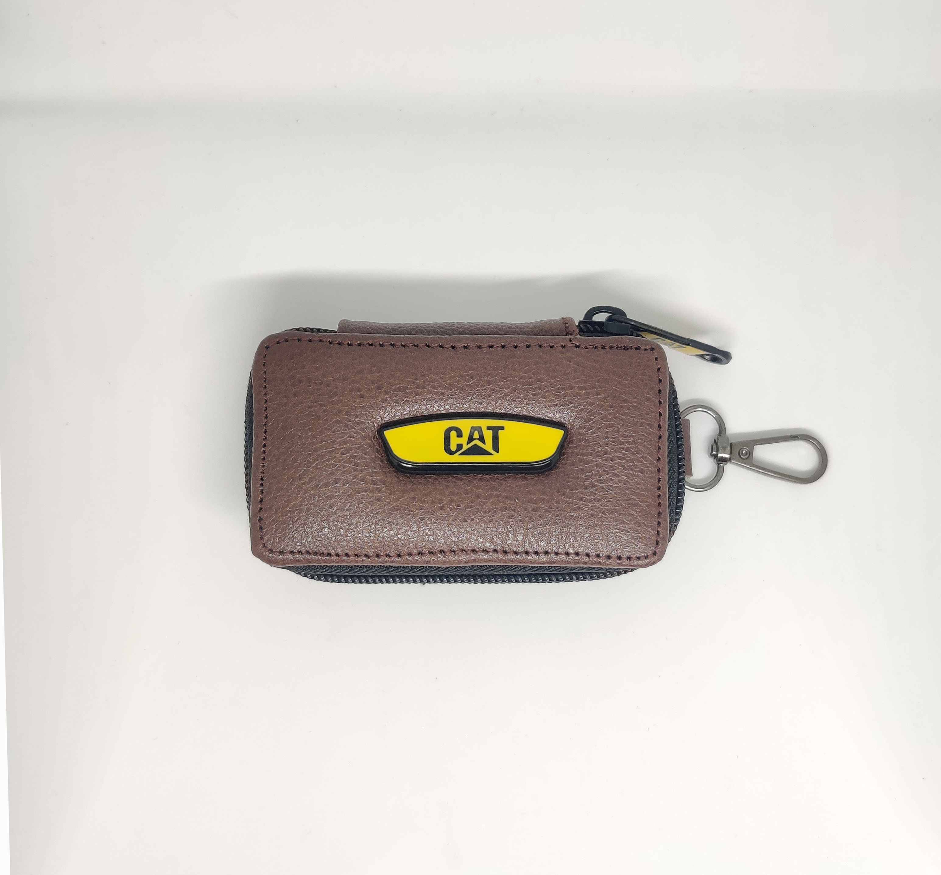 KroyShala Cat Design Leather Key Holder for Men – Zipper Wallet Keychain for Car, Bike, Bikers, Home & Office Use – 100% Genuine Leather