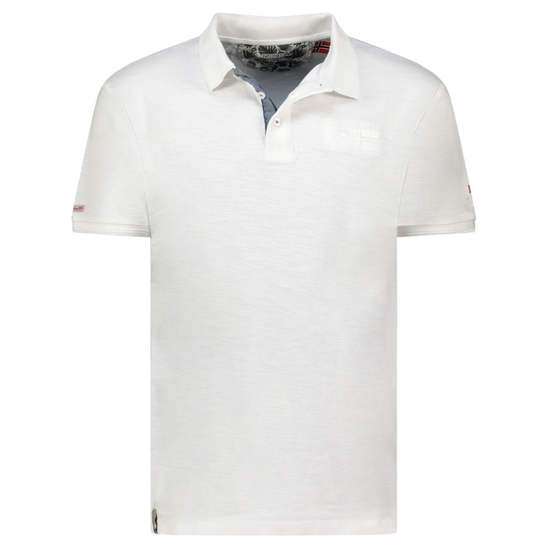 Embroidered polo shirt with flags and white short sleeves