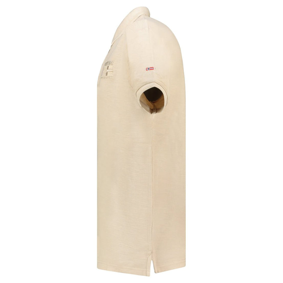 Embroidered polo shirt with flags and beige short sleeves_img_3