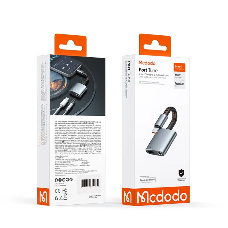 Mcdodo CA312 2in1 60w Type-C To Type-C And 3.5mm Converter_img_8