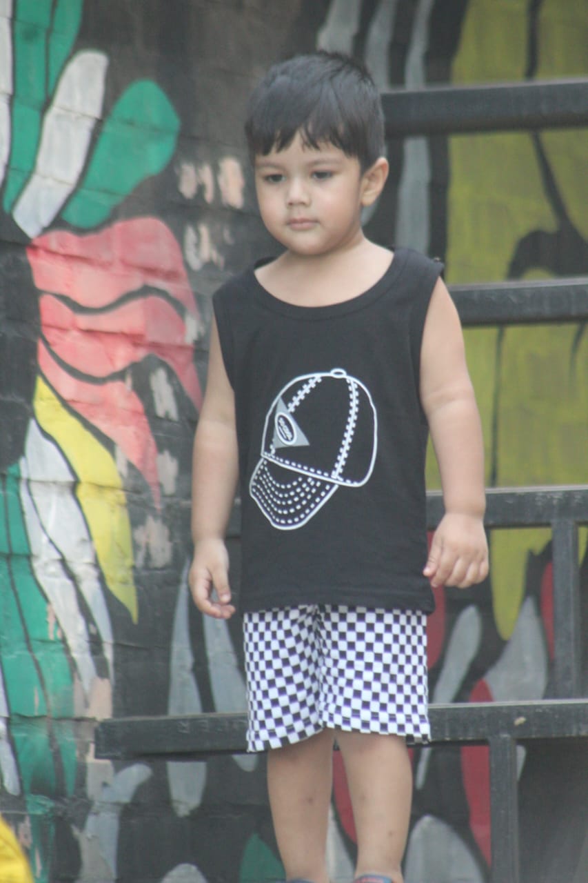 Sleeveless Maggi T-shirt and pant (Black)_img_2