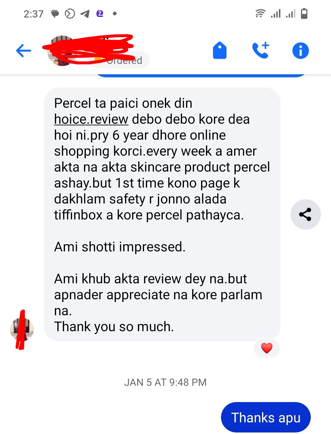 Customer review