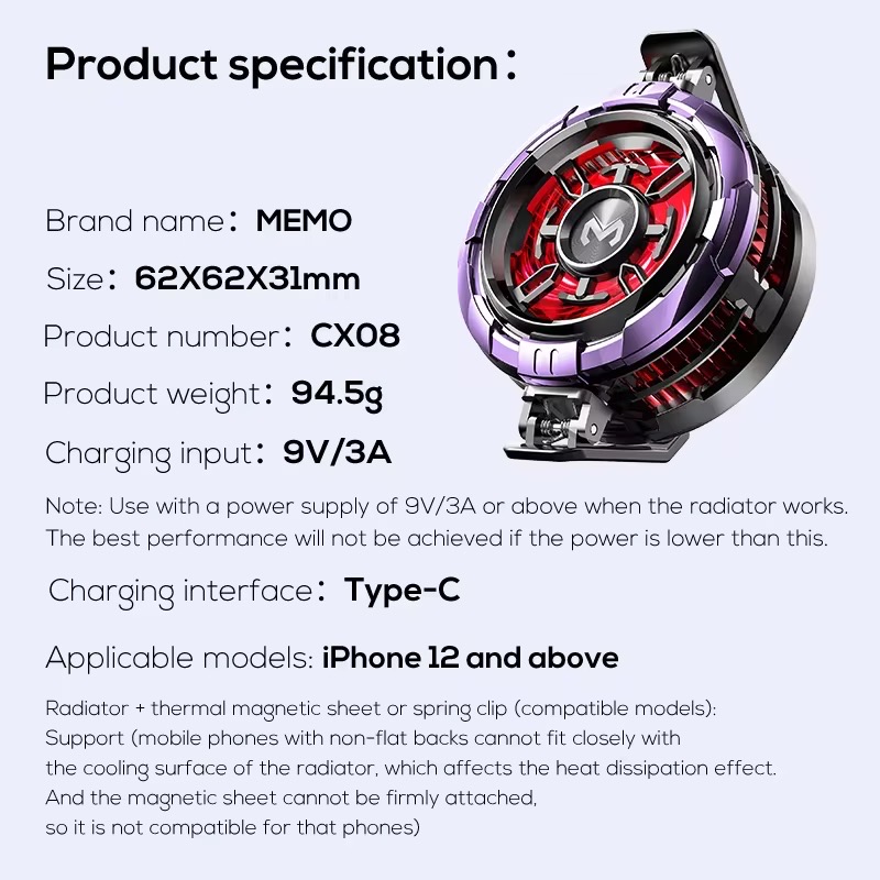 Memo CX08 Pro Ai 27w Mobile Phone Cooler Fan_img_12