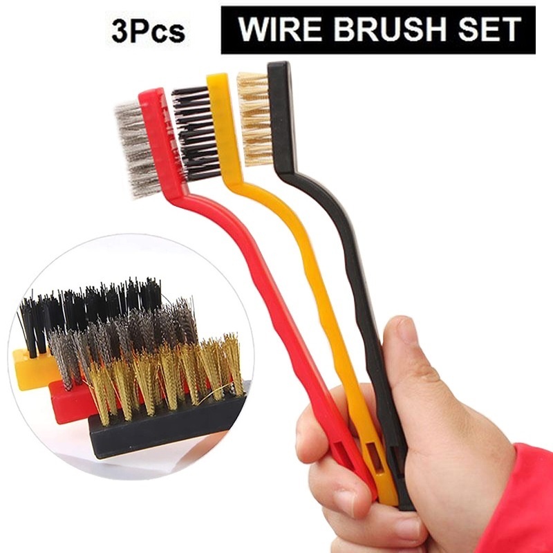 3pc Wire Brush Set, 3 Pcs Stainless Steel Wire Brush Set Cleaning Tool Kit