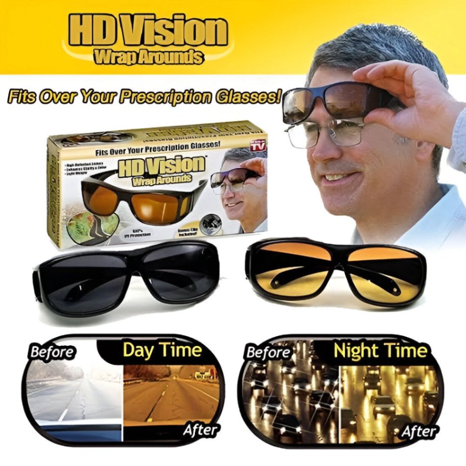 2Pcs HD Vision Wrap Around SunglassesNight vision glasses
