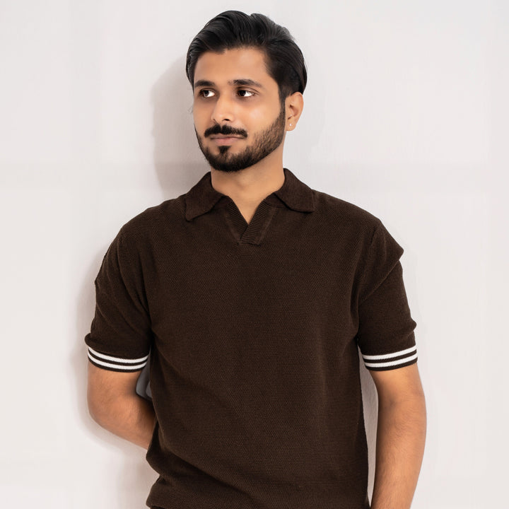 Knit polo coffee - নতুন কালেকশন - Image 1