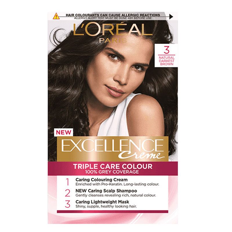 L’Oreal Excellence Creme 3 Natural Darkest Brown Permanent Hair Dye